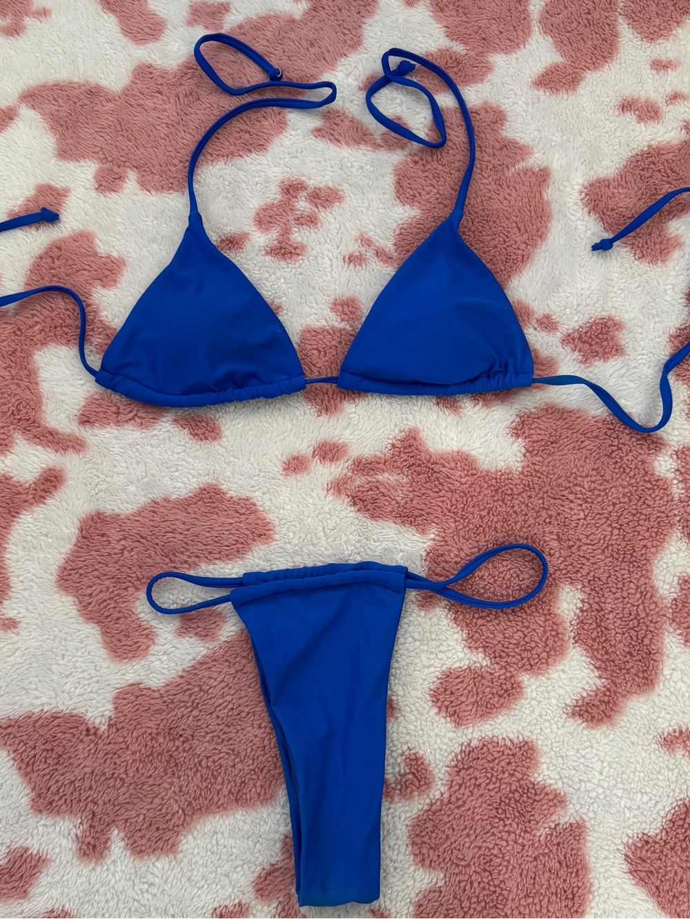 Electric Blue Micro Triangle Bikini Set 💙 Minimalist Y2K Swimwear Small New